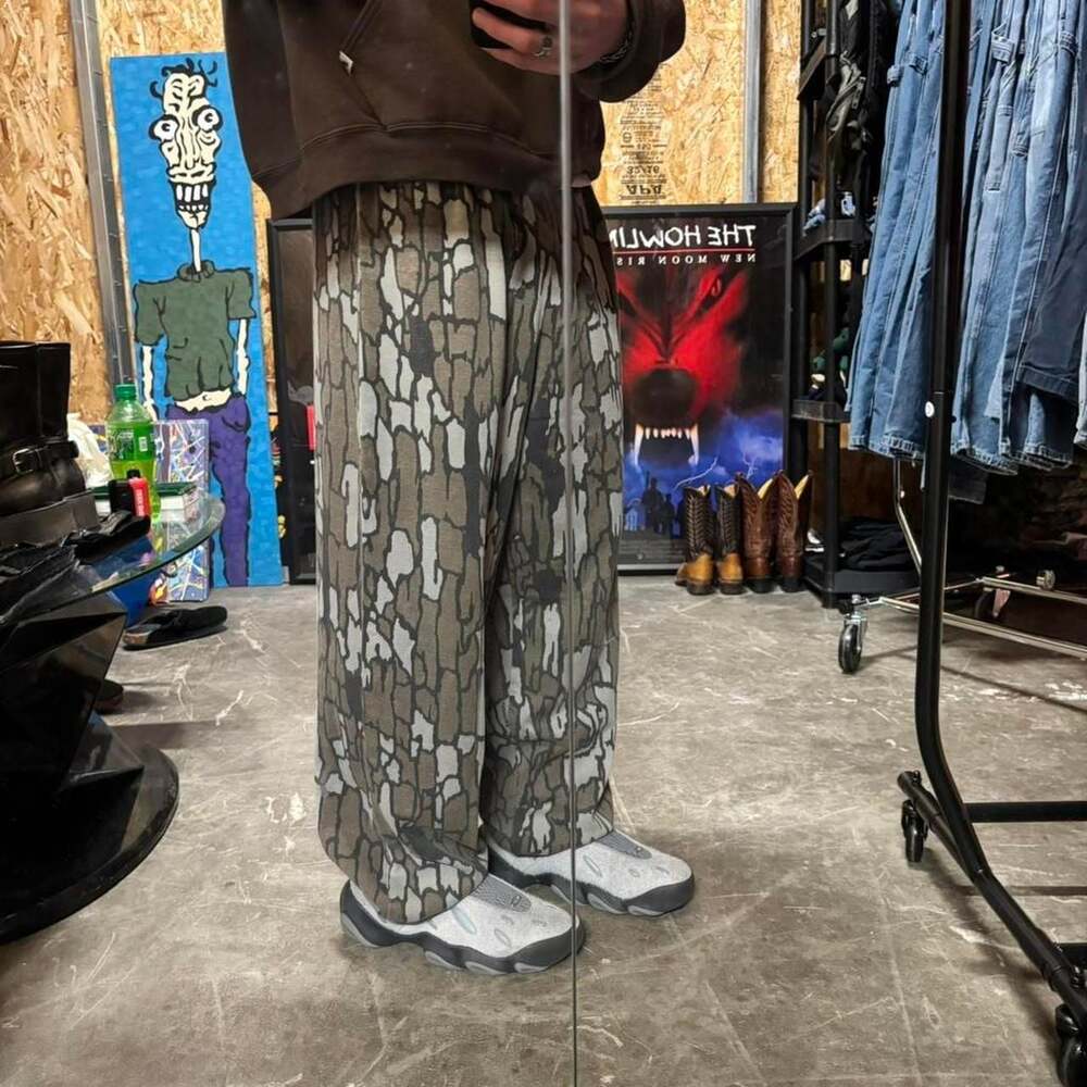 Vintage 70s Wide Leg Baggy Camouflage Sweatpants — Made in USA, Size L